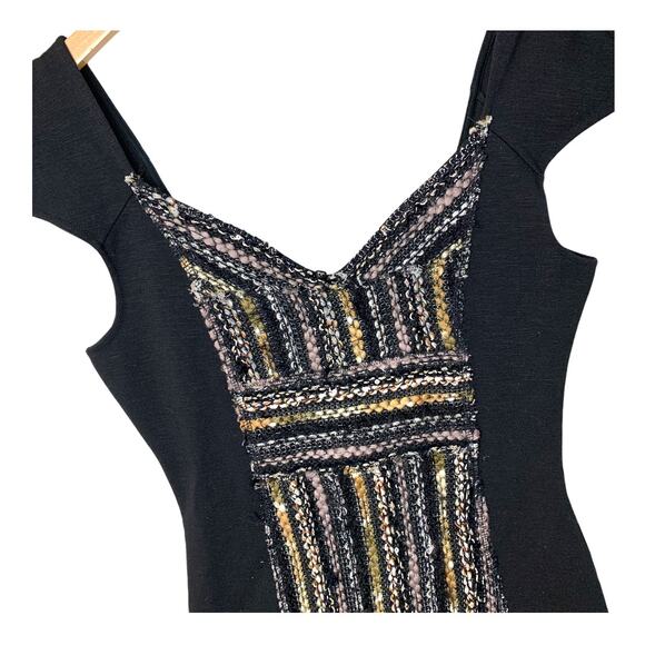 Free People Boucle Knit Bodycon Cap Sleeve Dress Little Black Dress LBD S Small - Picture 6 of 14